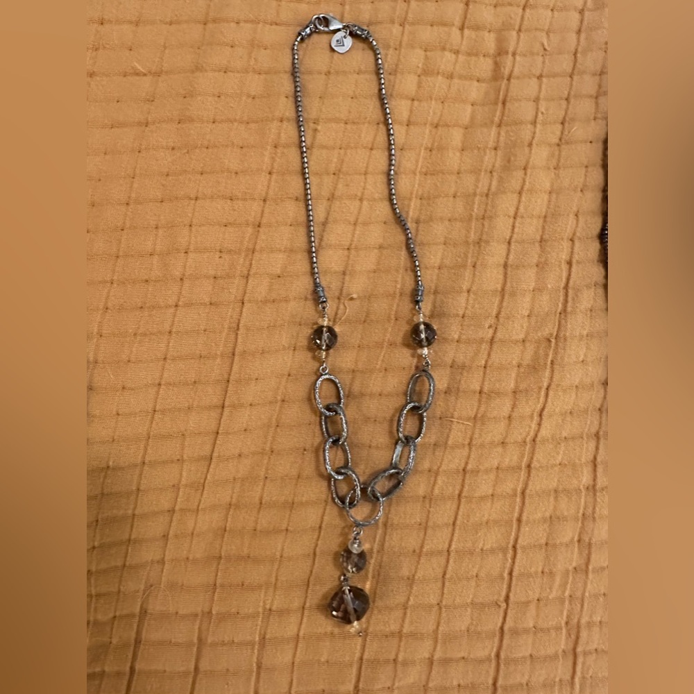 Silpada Sterling and brown citrate necklace